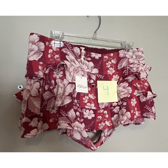 Free People Red Floral Ruffle Shorts - Picture 13 of 13